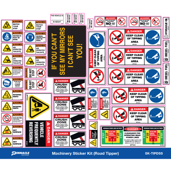 Pinnacle Road Tipper Machinery Sticker Kit
