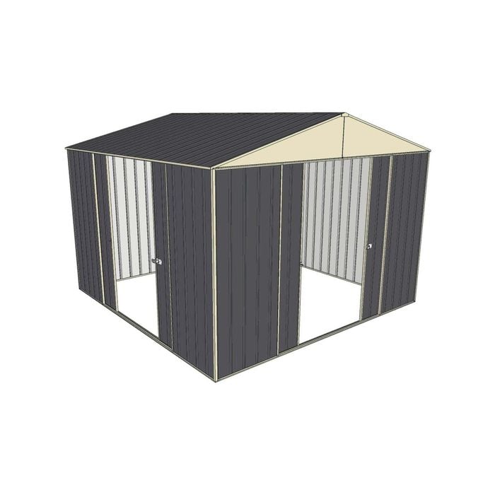Build-a-Shed 3.0 x 3.0 x 2.3m Dual Double Sliding Door Shed - Grey