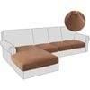 Smarcute 4 Pieces Sectional Sofa Couch L-shape Lounge Cushion Seat Cover Tan (3 Seater + Chaise)