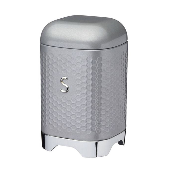 Kitchencraft Lovello Geometric Textured Retro Sugar Jar 19cm Shadow Grey
