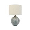 Tsai Grain Table Lamp, Handmade Ceramic With Linen Shade – Blue