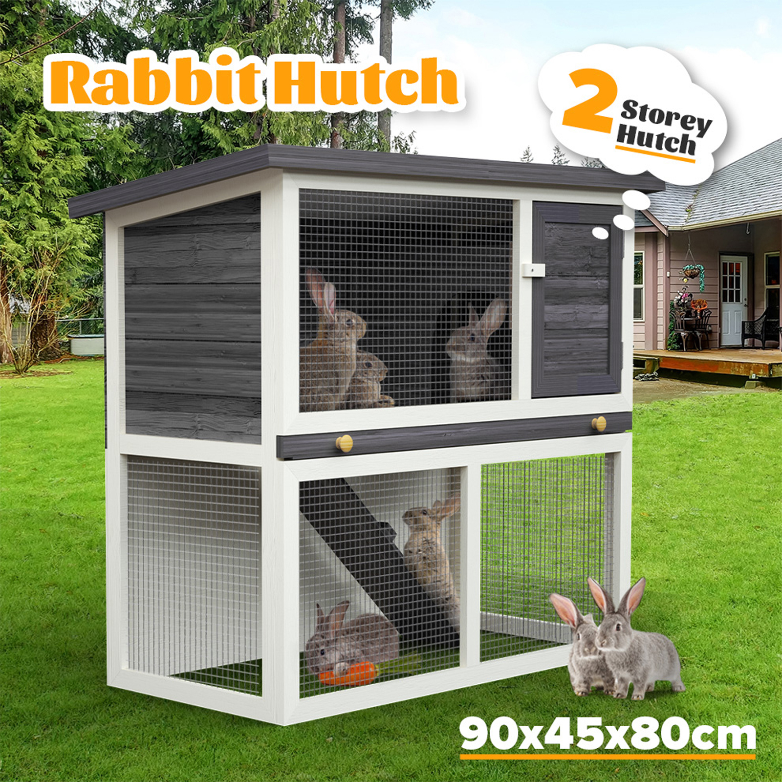 Advwin Rabbit Cage Hutch 2 Storey Run Chicken Coop Pet Playpen Enclosure Wooden Bunnings Australia