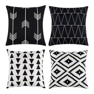 Catzon 4 Pcs Modern Throw Pillow Covers Geometric Flower Pattern for Couch