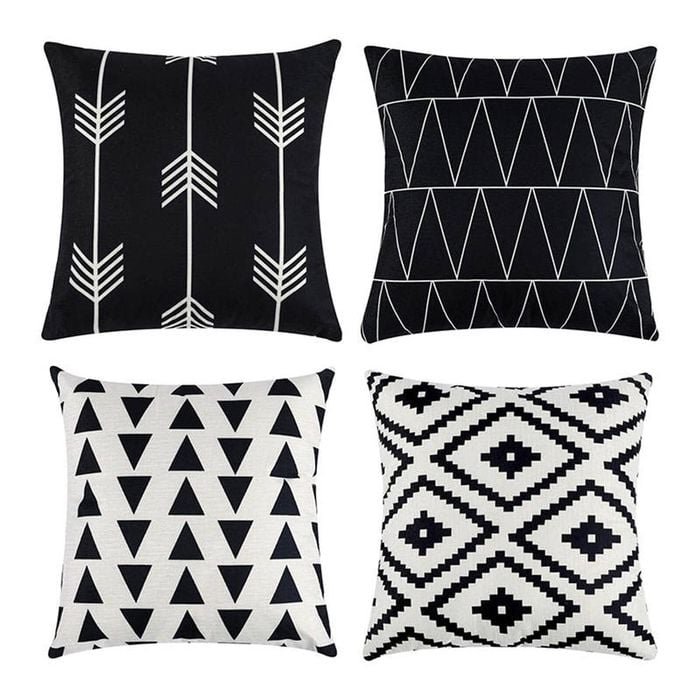 Catzon 4 Pcs Modern Throw Pillow Covers Geometric Flower Pattern for Couch