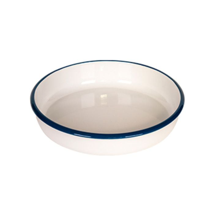Urban Style Enamelware 24cm/2L Round Bowl w/ Blue Rim - White