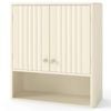 Costway Wall Mounted Cupboard Fluted Storage Cabinet Medicine Shelf Beige