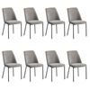 Oikiture Set of 8 Dining Chairs Chenille Fabric Grey