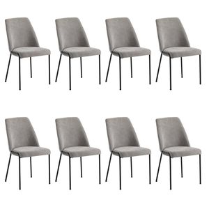 Oikiture Set of 8 Dining Chairs Chenille Fabric Grey