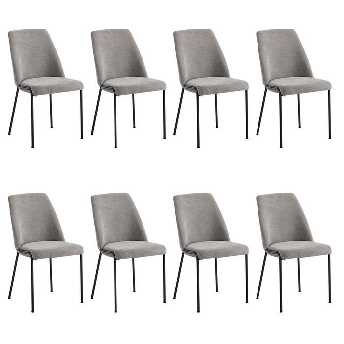 Oikiture Set of 8 Dining Chairs Chenille Fabric Grey