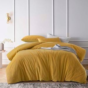 Vintage Design Homewares King Gold Gold Harmony Cotton Velvet Quilt Cover Set