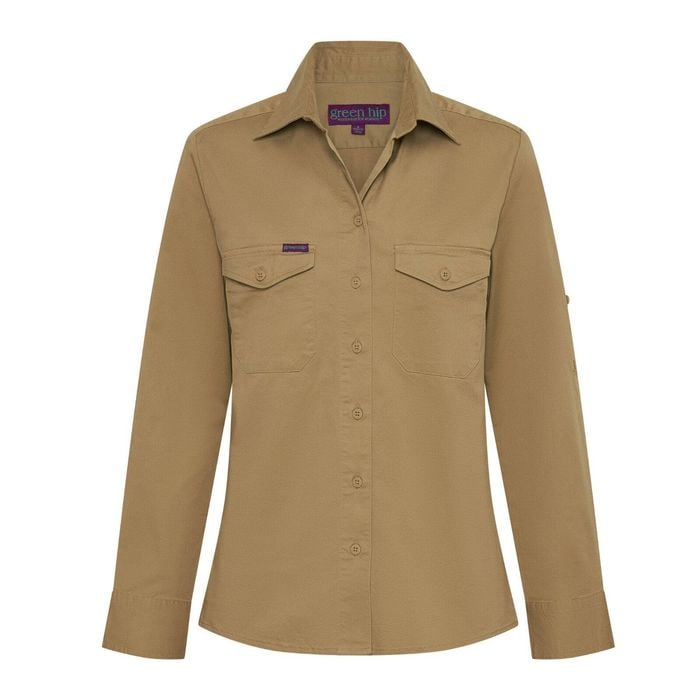 Green Hip Long Sleeve Khaki Size 10