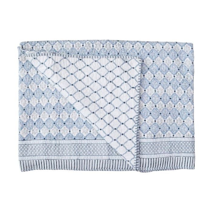 Lvd White/blue Cotton Quilt Vintage Block Daydream Print King/super King