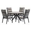 FurnitureOkay Mosman-Capri 5-Piece Sintered Stone Outdoor Dining Setting - Charcoal