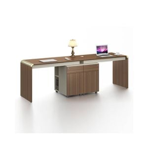 Modern Furniture ANDERSON 2 People Workstation 2.4M - Hazelnut & Beige