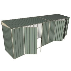 Build-A-Shed 1.2 x 6.0 x 2.0m Skillion Dual Double Hinged Side Doors Shed - Green