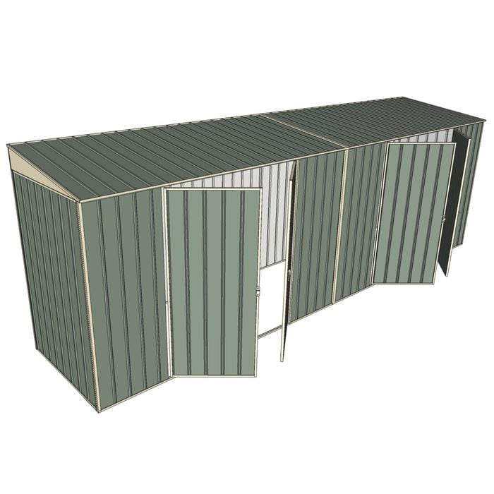 Build-A-Shed 1.2 x 6.0 x 2.0m Skillion Dual Double Hinged Side Doors Shed - Green