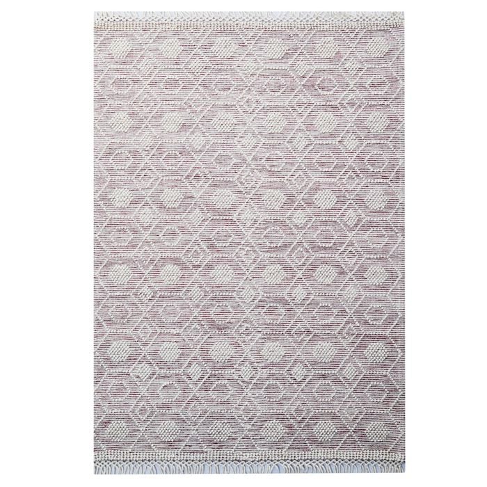 Aura Flatwoven Designer Wool Rug 6236 - Ivory/red - 110x160cm