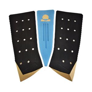 Summer vibes 3-Piece Fish Surfboard Tail Pad / Deck Grip / Traction - Blue / Black / Tan