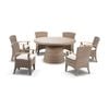 Outdoor Plantation 1.5M Round Wicker Dining Table With 6 Kai Chairs - Brushed Wheat