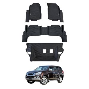 AUSGO 3-Row Set Car Floor Mats for ISUZU MUX MU-X 2013-2021 Floor Liners