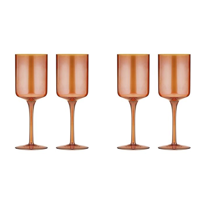 2x 2pc Tempa Verity Crystal Clear Wine Glass Home Barware - Amber