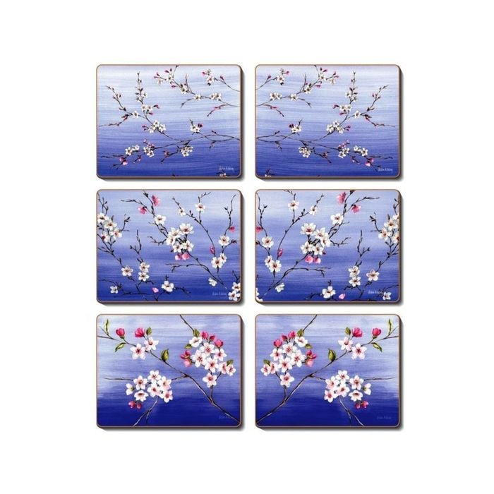 Cinnamon Cork Backed Coasters Set of 6 Blossoms