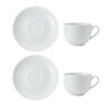 4pc Mikasa Chalk Porcelain Tea Cups and Saucers 220ml White