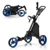 Costway Golf Buggy Trolley Foldable Golf Push Cart 3 Wheel Blue