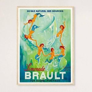 Galrie Brault Lemonade Vintage Advertising Poster Retro Framed Art Print for Home Decor, Wood Frame, A0 84 x 119cm (33 x 47inch)
