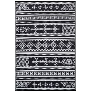 Reversible Outdoor Plastic Mat - Chatai Ellora-Black-White- 180x270cm