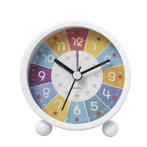 Catzon Kids Learning Clock Silent Non Ticking With Night Light-white
