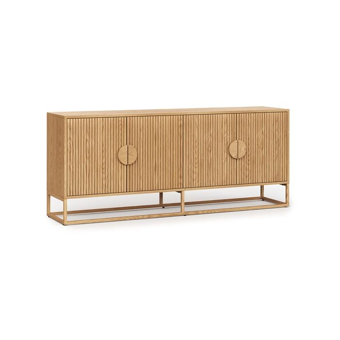 Braxton 180cm Natural Oak Ripple Slatted Sideboard