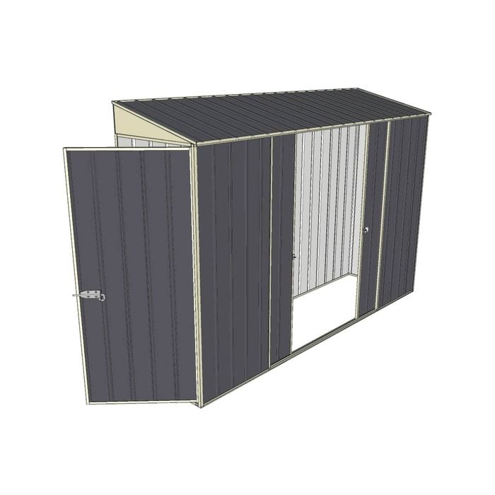 Build-a-Shed 0.8 x 3 x 2m Single Hinged Door Shed with Double Sliding Side Doors - Grey