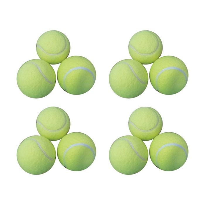 12pc Victor Sports Tennis Ball Pressureless Training Balls Set Yellow