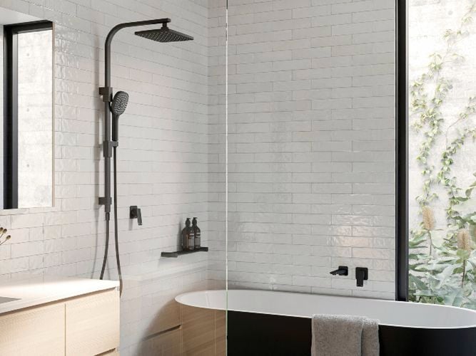 Achieve a unified bathroom aesthetic with the Reva collection. Left to right I/N 0311084, 0311090, 0311086, 0311112, 0311083