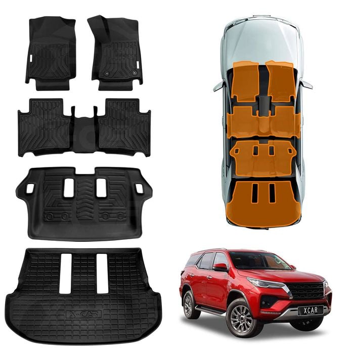 3D Floor Mats Boot Liner for Toyota Fortuner 2015-Onwards All Weather Heavy Duty Cargo Trunk Luggage