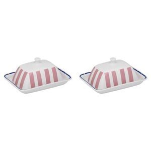 2PK Porto Valentina Porcelain Butter Dish Storage Container 15x10cm