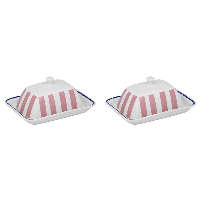 2PK Porto Valentina Porcelain Butter Dish Storage Container 15x10cm