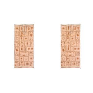 2PK LVD Beach Towel With Portable Carry Bag Postcard Microfibre 80x180cm