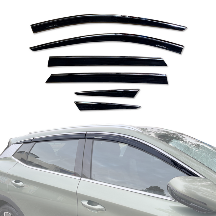 AUSGO Stainless Trim Weather Shields for BYD ATTO 3 2021-Onwards Weathershields Window Visors Wind Deflectors