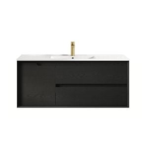 Attica 1200mm Black Oak Baia Wall Hung Vanity With Ceramic Top