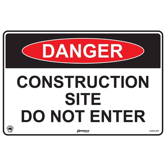 Pinnacle 300 x 200mm Poly Danger Construction Site Do Not Enter Sign