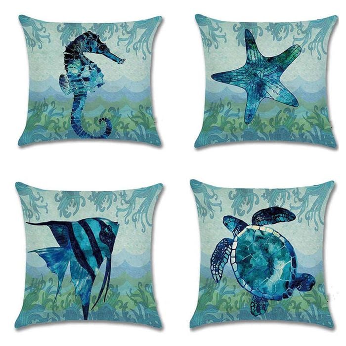 Catzon 4 Pcs Outdoor Beach Pillow Covers Soft Velvet Pillowcase for Sofa 45X45cm