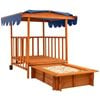 Costway Wooden Sandpit Kids Outdoor Playhouse Sandbox w/Canopy & Wheels