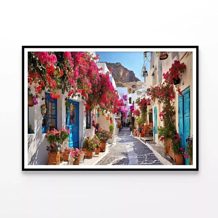 Street, Buildings and Flowers  Print 100% Australian Made 90x60cm  (Poster)