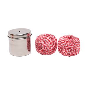 Jumbuck 100m Red and White Twine With Stainless Steel Container