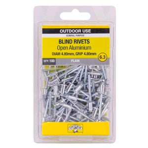 Otter 4.8 x 4.8mm Open Aluminium Blind Rivets - 100 Pack