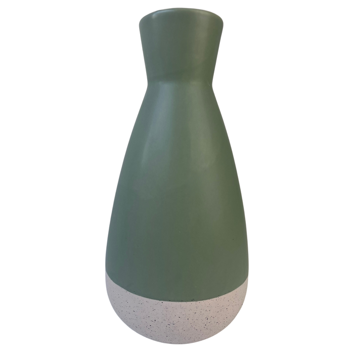 26cm Olive/Stone Ceramic Vase