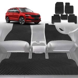 6D Diamond Car Floor Mats for Skoda Karoq 2017-Current-Full Set-Black-Outback GT