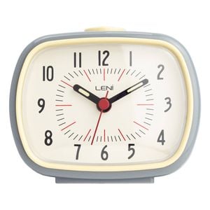 Leni Retro Analogue Alarm Clock Glow In The Dark Home/room Decor Slate Grey